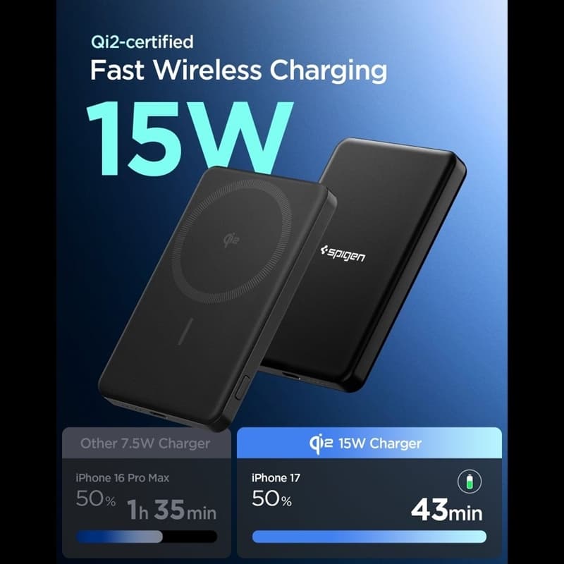 Spigen EA2205MQ Essential - Power Bank MagSafe 5000 mAh 22.5W Qi2 (Black) 2