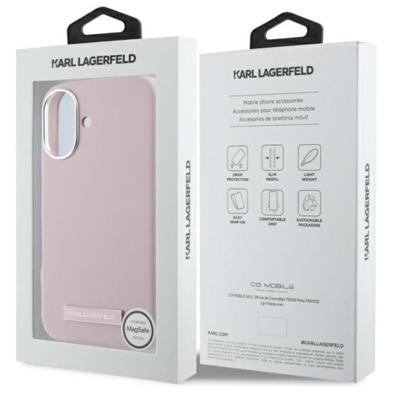 Karl Lagerfeld FW Metal Plate MagSafe - Case for iPhone 16 (pink) 8