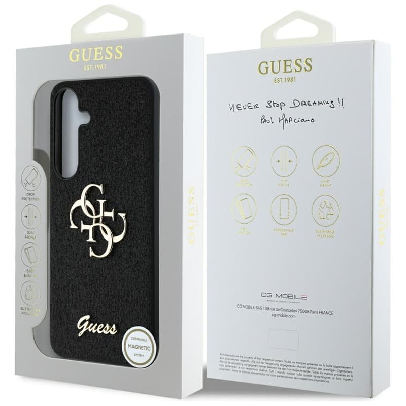 Guess Fixed Glitter Big 4G Metal Logo - Case for Samsung Galaxy S25 (black) 8