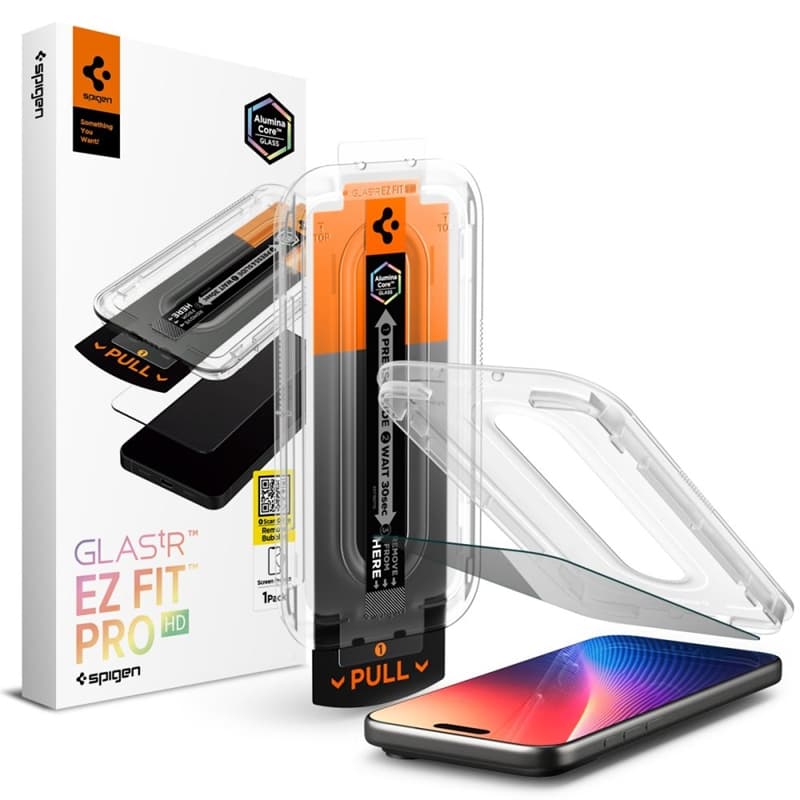 Spigen GLAS.TR EZ Fit Pro Privacy - Privacy Tempered Glass for iPhone 17 / 17 Pro / 16 Pro
