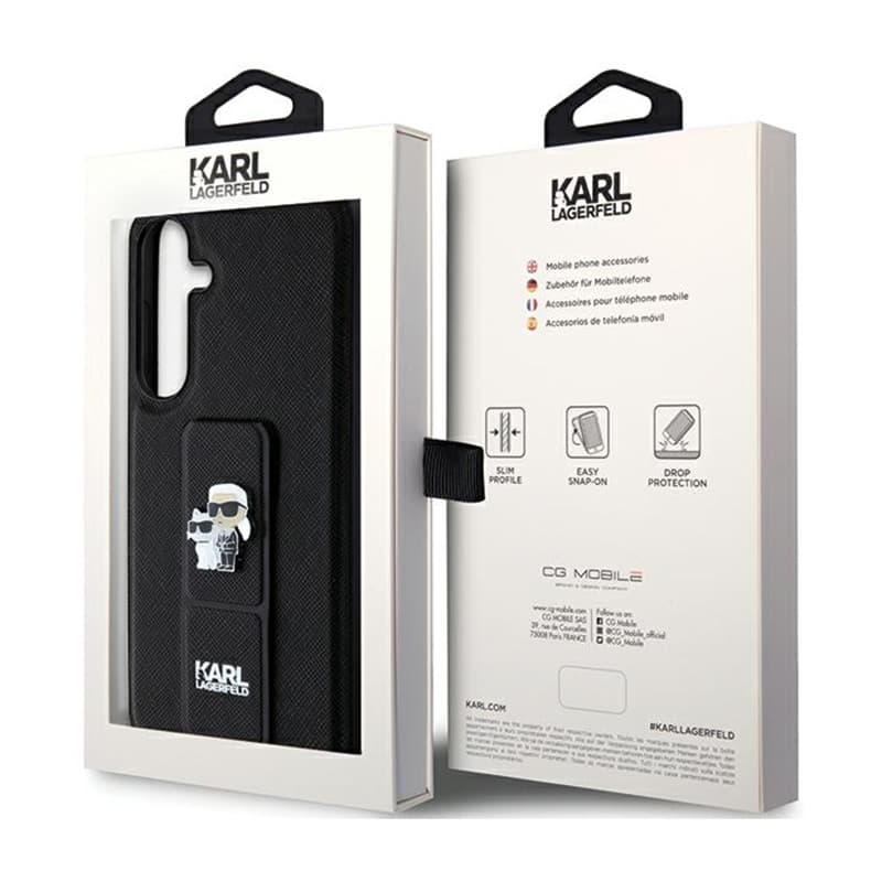 Karl Lagerfeld Gripstand Saffiano Karl & Choupette Pins - Samsung Galaxy S24+ Case (black) 8