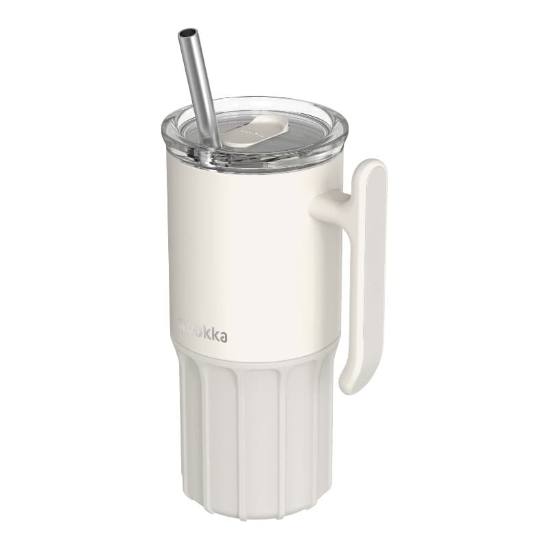 Quokka Umi - Stainless Steel Thermal Mug 720ml with Straw and Silicone Base (Ivory)