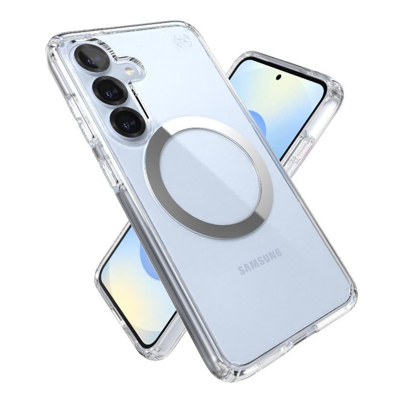 Speck Presidio Perfect-Clear Magnet - Case for Samsung Galaxy S25 / S24 MagSafe (Clear / Chrome Finish / Serene Silver) 8
