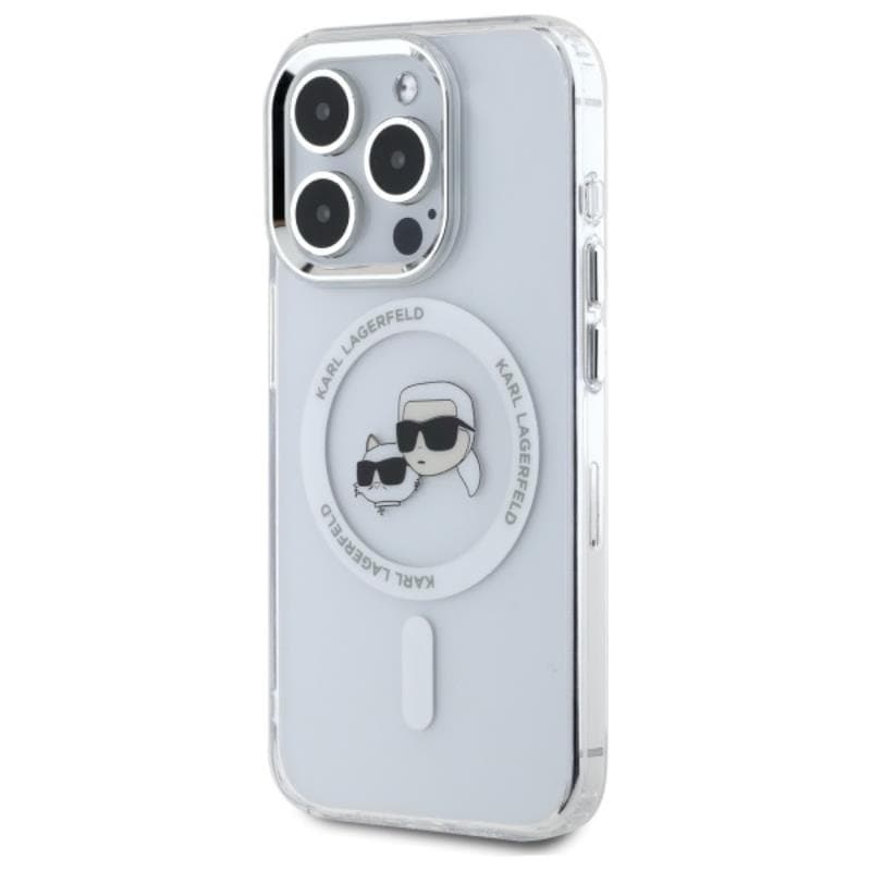 Karl Lagerfeld IML Metal Karl & Choupette Head MagSafe - Case for iPhone 15 Pro Max (White) 2