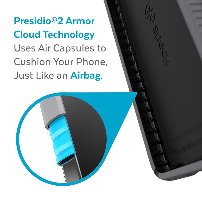Speck Presidio2 Grip - Case for Samsung Galaxy S22+ with MICROBAN (Graphite Grey/Black 3