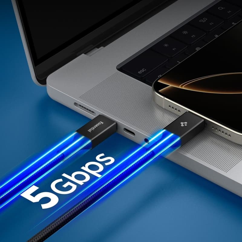Spigen EB10010CC Essential - USB-C to USB-C PD Cable 100W 1m (Black) 5