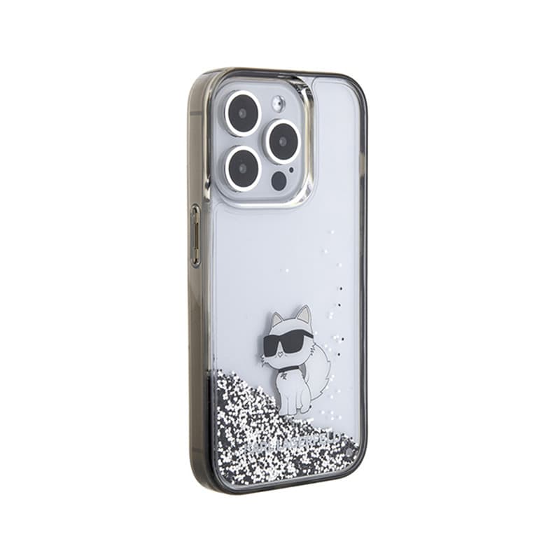 Karl Lagerfeld Liquid Glitter Choupette - iPhone 15 Pro Case (Transparent) 4