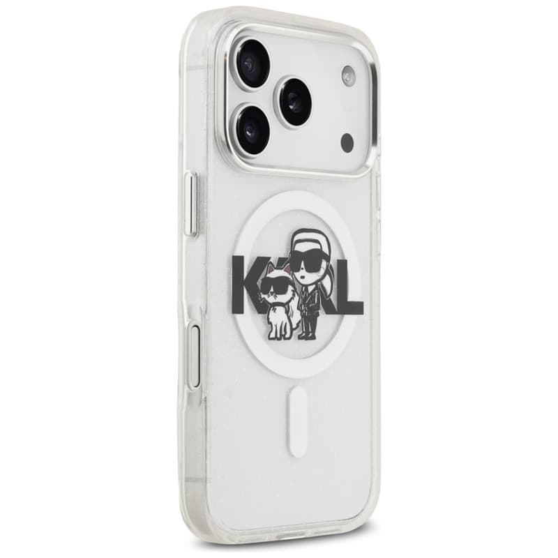 Karl Lagerfeld IML Glitter Karl & Choupette Sketch Logo MagSafe - Case for iPhone 17 Pro (transparent) 4