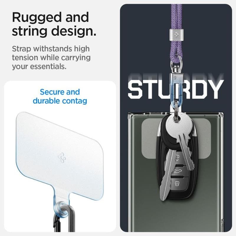 Spigen Universal Strap Set Crossbody & Wrist - Phone Strap for Shoulder & Wrist (Deep Purple) 2