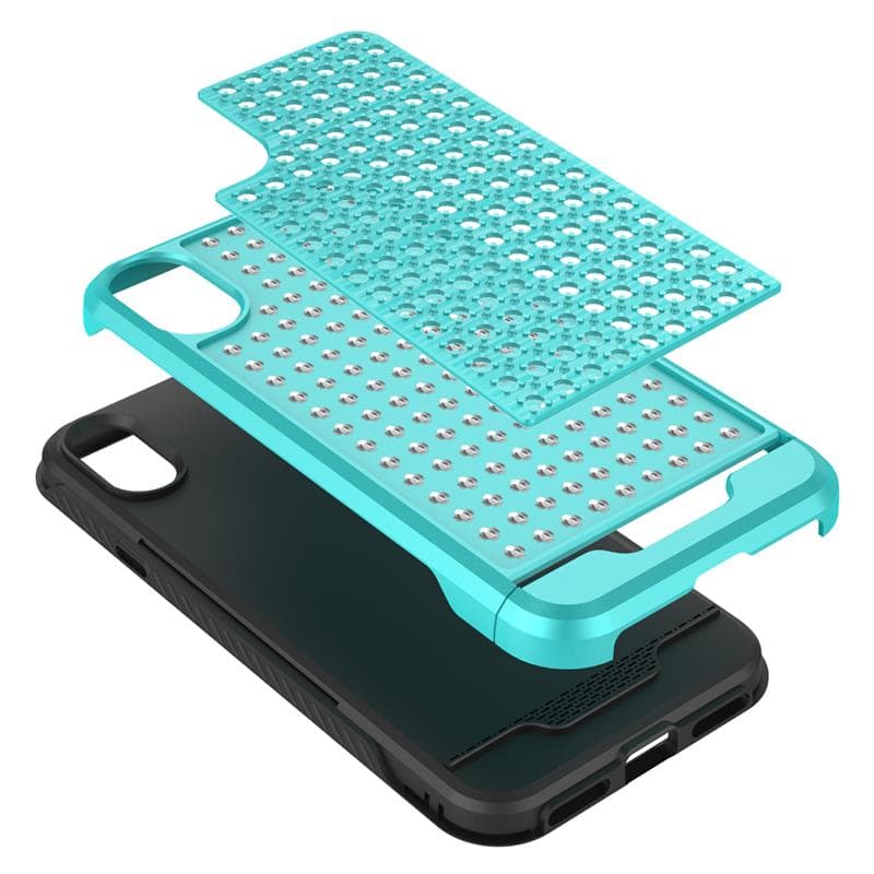 Zizo Star Diamond Hybrid Cover for iPhone X (Teal/Black) 4