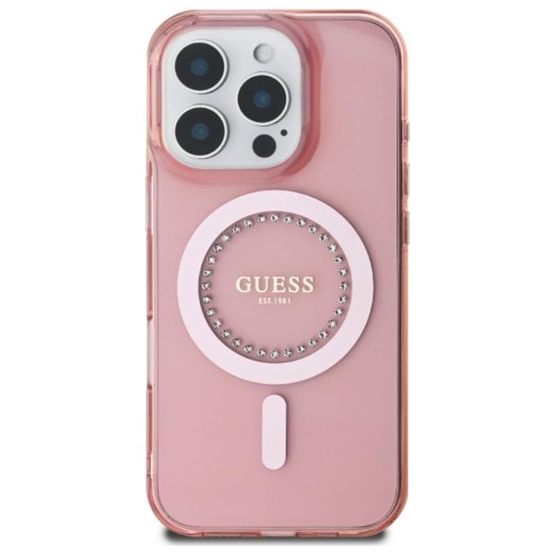 Guess IML Rhinestones MagSafe - Case for iPhone 16 Pro Max (Pink) 3