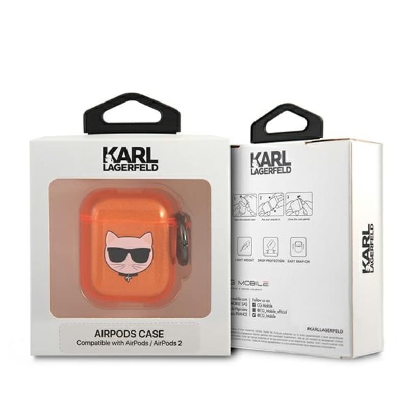 Karl Lagerfeld Choupette Head - Case for Airpods (fluo orange) 4