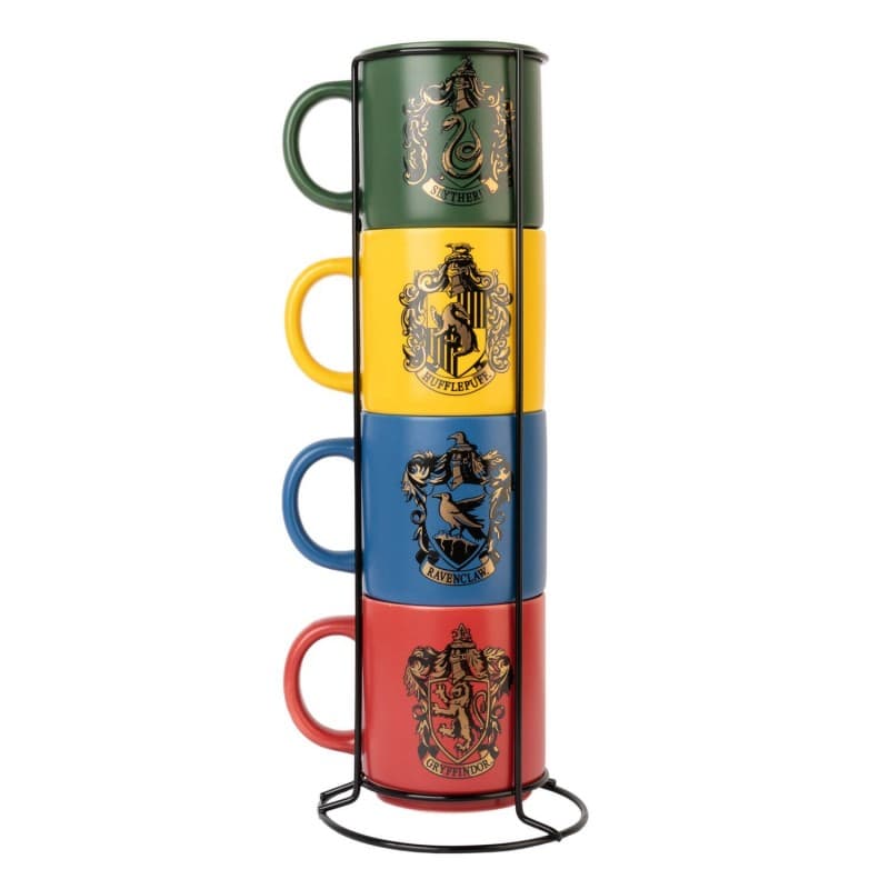 Harry Potter - Set of 4 ceramic mugs with stand 300 ml Hogwarts Houses 1