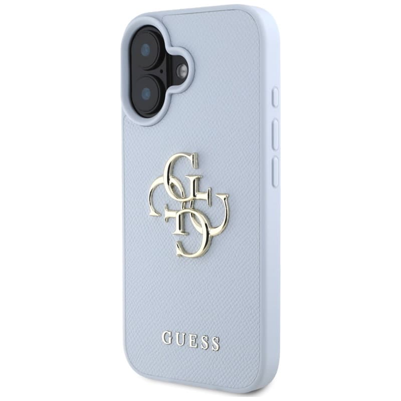 Guess Grained Big 4G Logo Small Classic Logo - Case for iPhone 16 (blue) 2