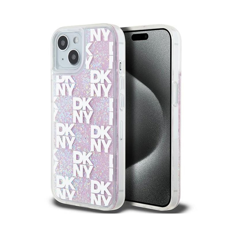 DKNY Liquid Glitter Multilogo - Case iPhone 15 / 14 / 13 (pink) 1