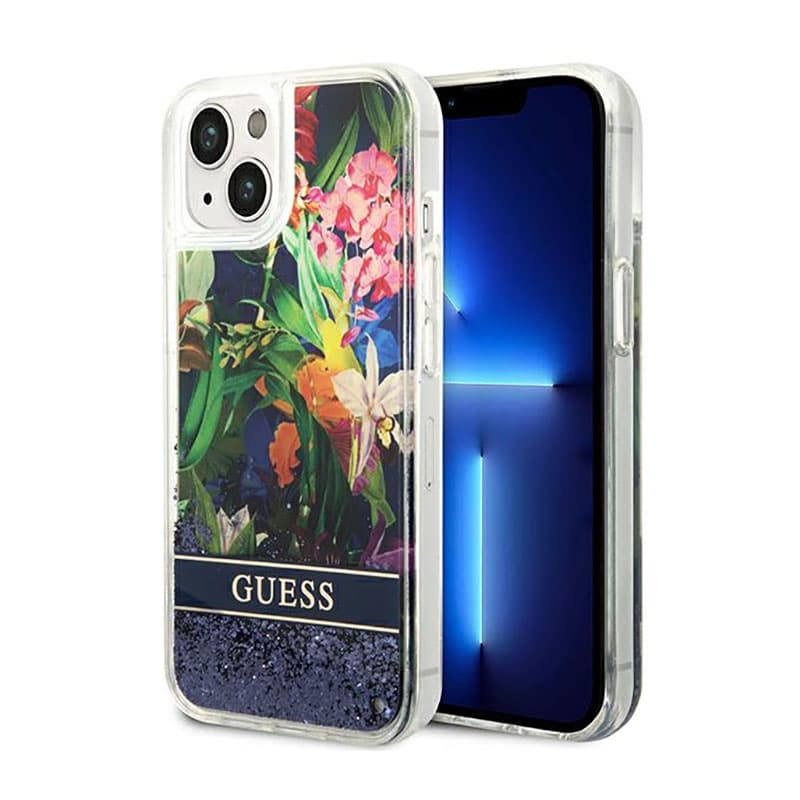 Guess Liquid Glitter Flower - Case for iPhone 14 Plus (Blue) 1