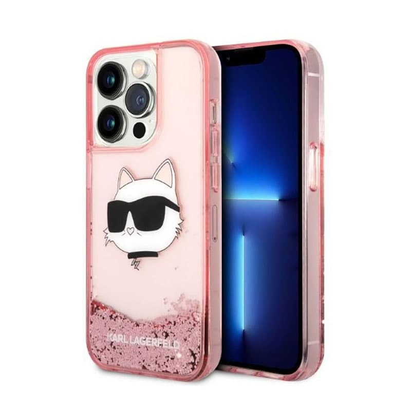 Karl Lagerfeld Liquid Glitter NFT Choupette Head - Case for iPhone 14 Pro Max (Pink) 1