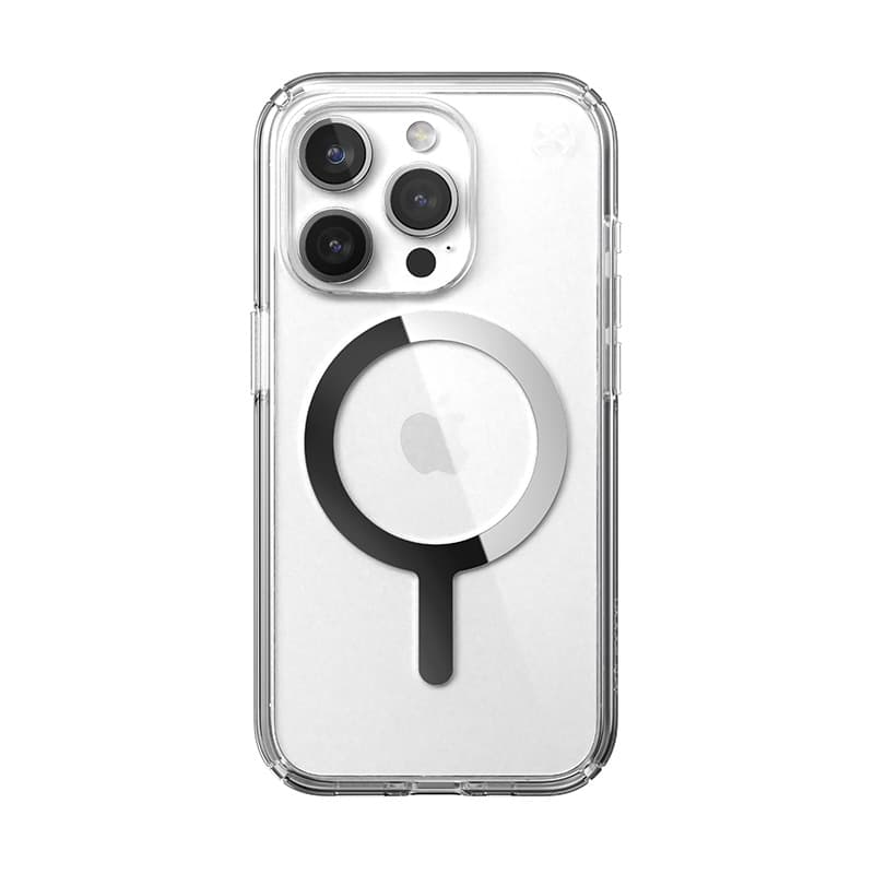 Speck Presidio Perfect-Clear MagSafe - iPhone 15 Pro Case (Clear / Chrome Finish / Serene Silver) 6