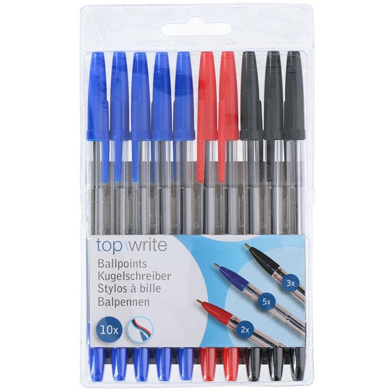 Topwrite - Ballpoint pen set 10 pcs. (Blue/Black/Red) 2