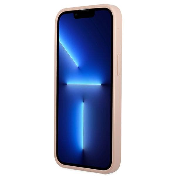 Guess Saffiano Double Card Triangle  - Cover for iPhone 13 mini (Pink) 5