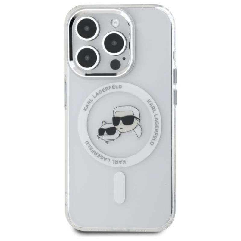 Karl Lagerfeld IML Metal Karl & Choupette Head MagSafe - Case for iPhone 15 Pro Max (White) 3