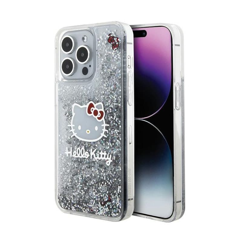Hello Kitty Liquid Glitter Charms Kitty Head - iPhone 15 Pro Max Case (silver) 1