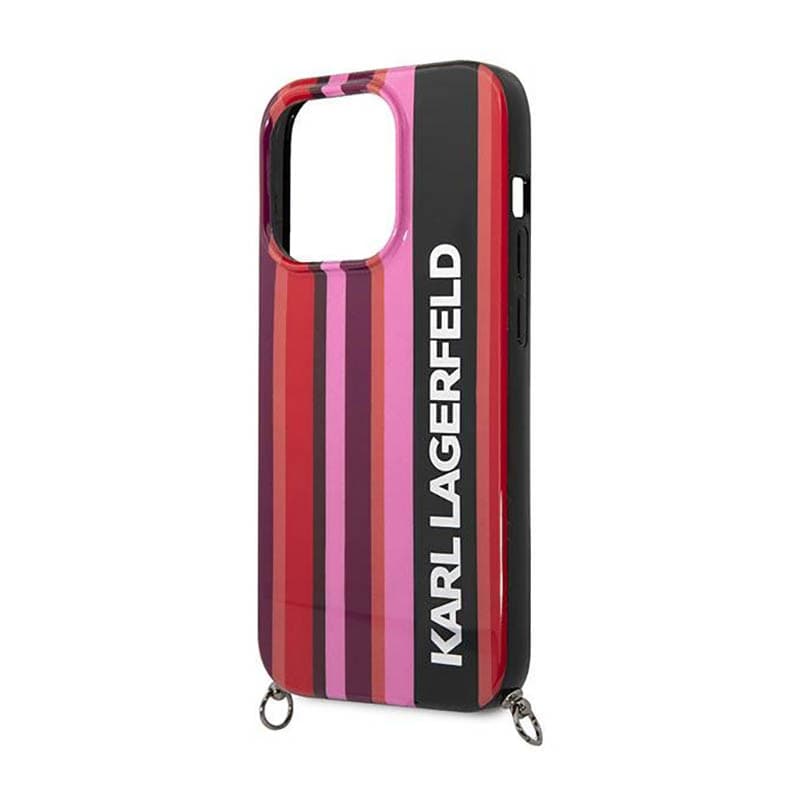 Karl Lagerfeld Color Stripes Strap - Case for iPhone 14 Pro Max (Pink) 5