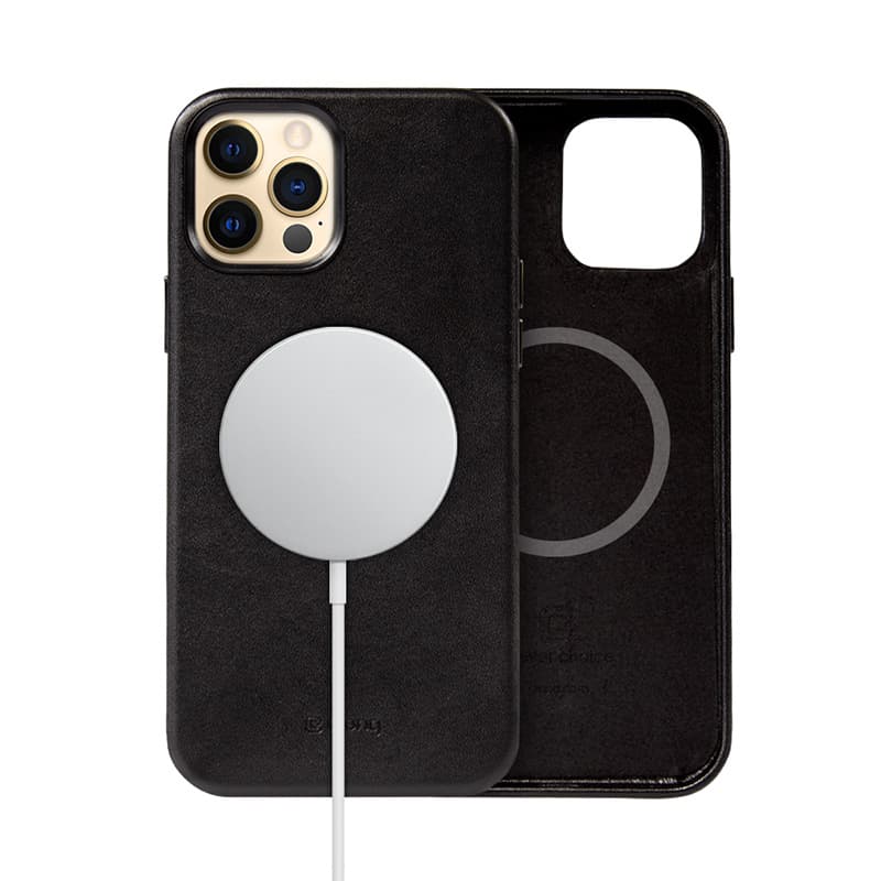 Crong Essential Cover Magnetic - iPhone 12 Pro Max MagSafe Leather Case (Black)