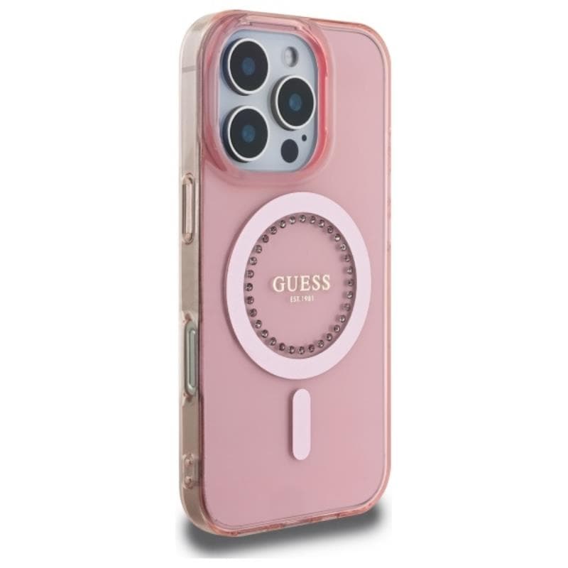 Guess IML Rhinestones MagSafe - Case for iPhone 16 Pro Max (Pink) 4
