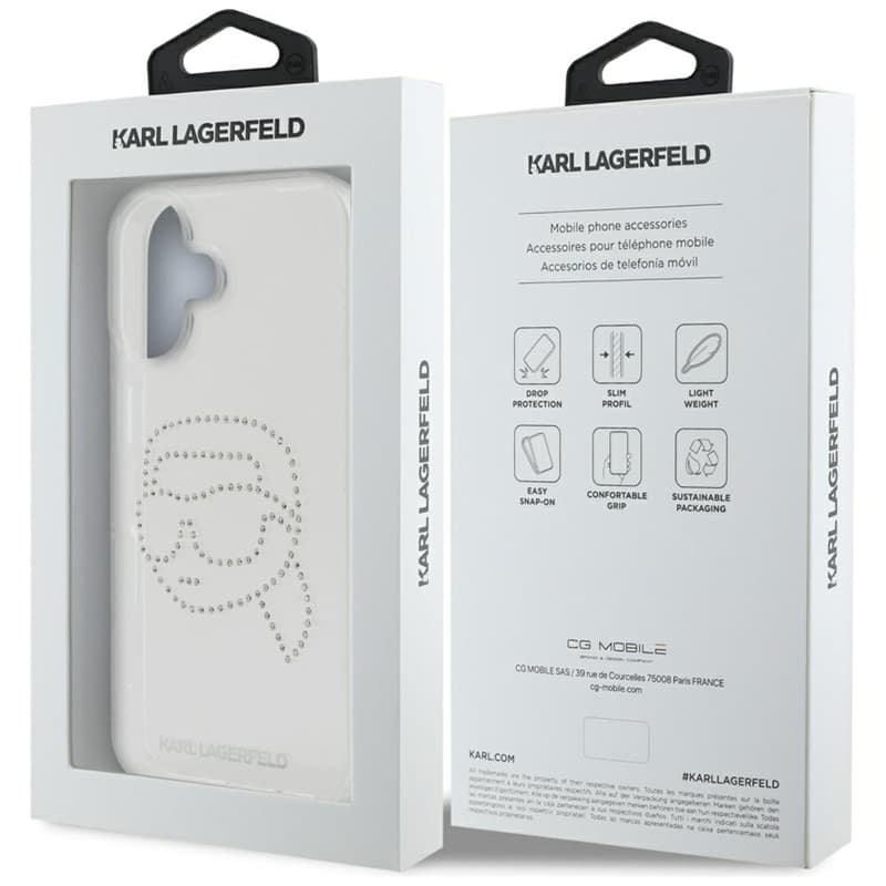 Karl Lagerfeld IML Rhinestones Karl Head - Case for iPhone 16 (transparent) 8