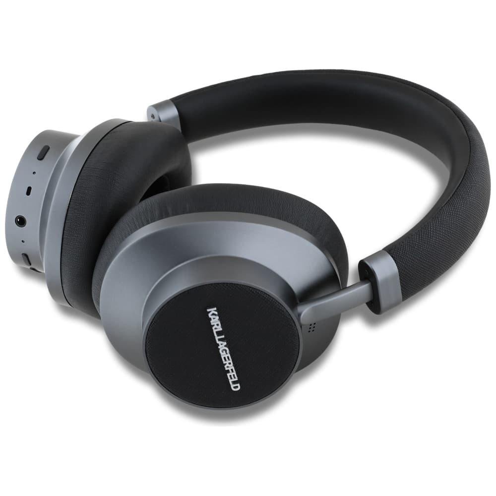 Karl Lagerfeld Saffiano Elongated - Wireless Bluetooth ANC + ENC Over-Ear Headphones (Black) 2