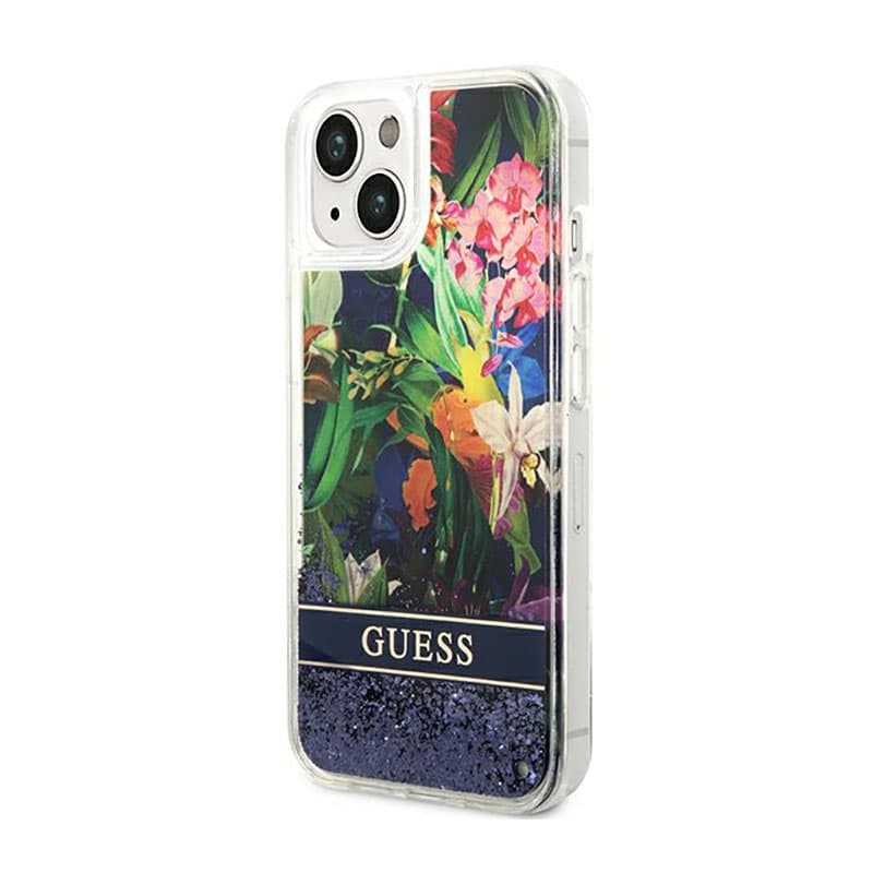 Guess Liquid Glitter Flower - Case for iPhone 14 Plus (Blue) 2