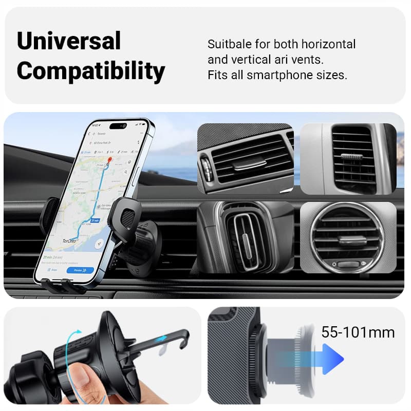 Crong Carclip Air Vent - Universal Car Air Vent Holder (Black) 5