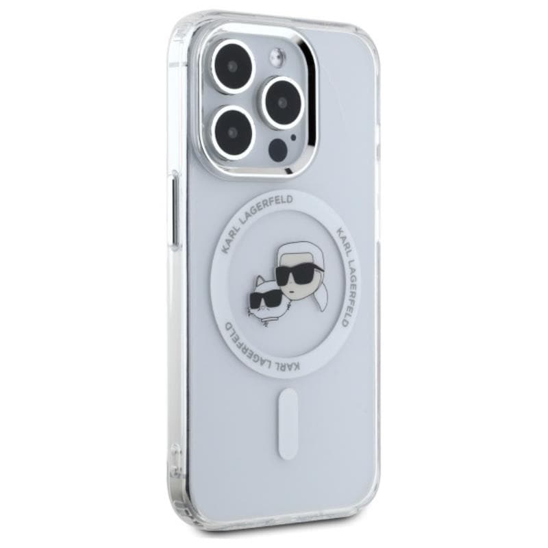 Karl Lagerfeld IML Metal Karl & Choupette Head MagSafe - Case for iPhone 15 Pro Max (White) 4