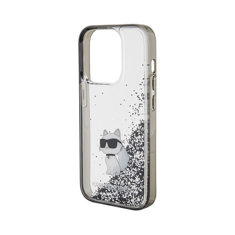 Karl Lagerfeld Liquid Glitter Choupette - iPhone 15 Pro Case (Transparent) 6