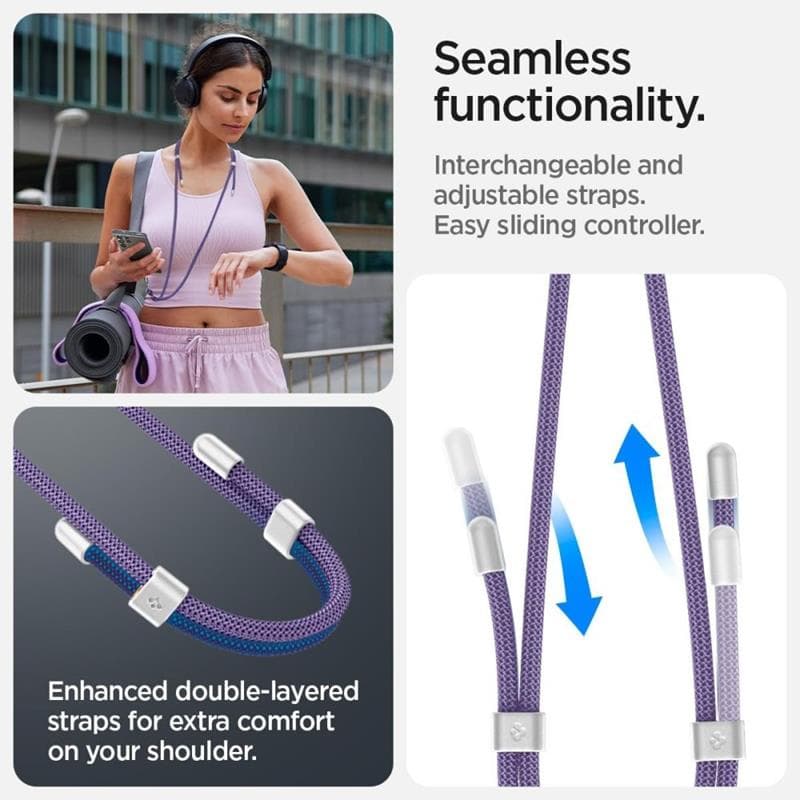Spigen Universal Strap Set Crossbody & Wrist - Phone Strap for Shoulder & Wrist (Deep Purple) 4