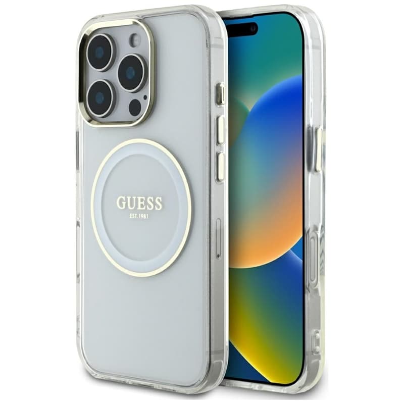 Guess IML Metal Colored Circle Classic Logo MagSafe - Case for iPhone 16 Pro Max (white) 1