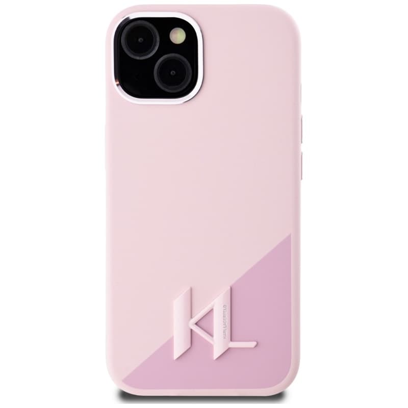 Karl Lagerfeld Silicone Shadow Metal Initial MagSafe - Case for iPhone 15 (pink) 3