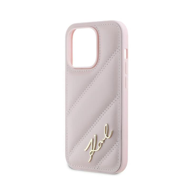 Karl Lagerfeld Diagonal Quilted Script - Case for iPhone 14 Pro Max (Pink) 6