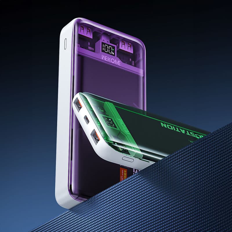 WEKOME WP-353 Vanguard Series - Power bank 10000 mAh PD 20W + QC 22.5W (Green / Transparent) 5