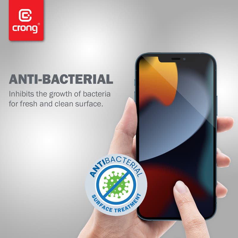 Crong Anti-Bacterial 3D Armor Glass – 9H tempered glass for the entire iPhone 13 mini screen + installation frame 5