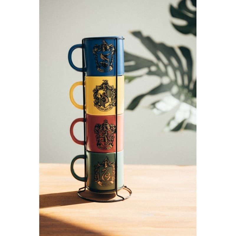 Harry Potter - Set of 4 ceramic mugs with stand 300 ml Hogwarts Houses 3