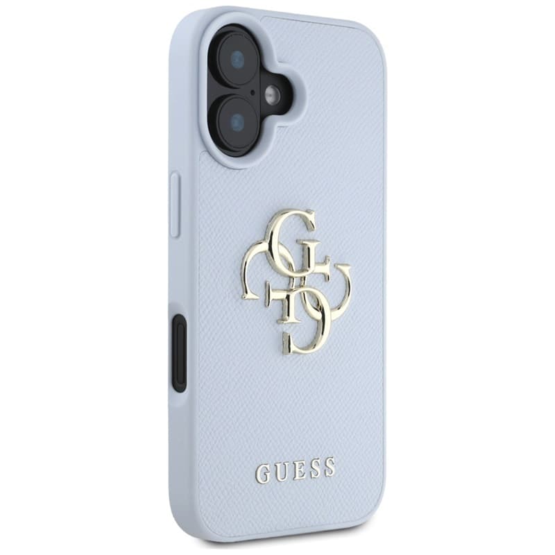 Guess Grained Big 4G Logo Small Classic Logo - Case for iPhone 16 (blue) 4