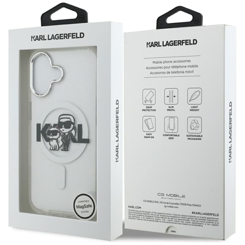 Karl Lagerfeld IML Glitter Karl & Choupette Sketch Logo MagSafe - Case for iPhone 17 (transparent) 8