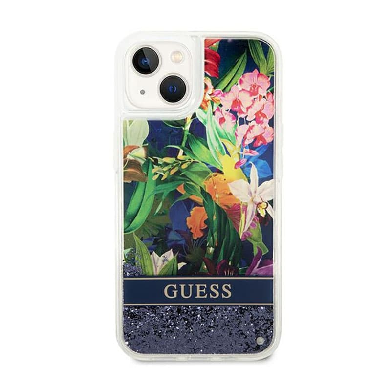 Guess Liquid Glitter Flower - Case for iPhone 14 Plus (Blue) 3