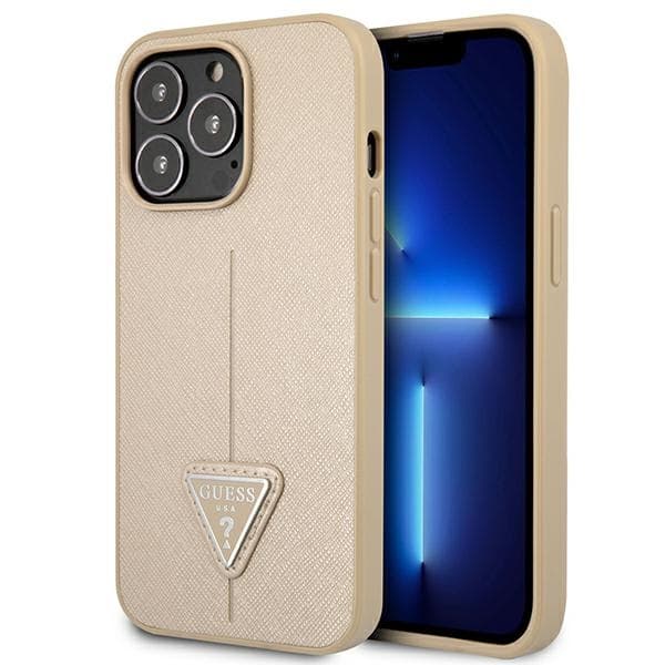 Guess SaffianoTriangle Logo Case - Case for iPhone 13 Pro (beige) 1