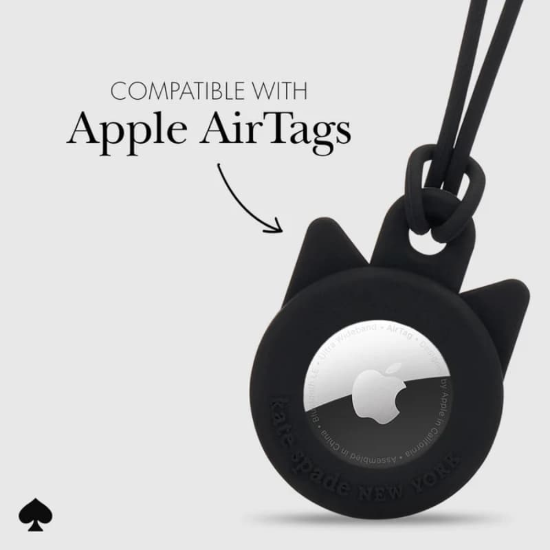 Kate Spade New York Holder - Protective Case Keychain for Apple AirTag 1 / 2 (Black Cat) 4