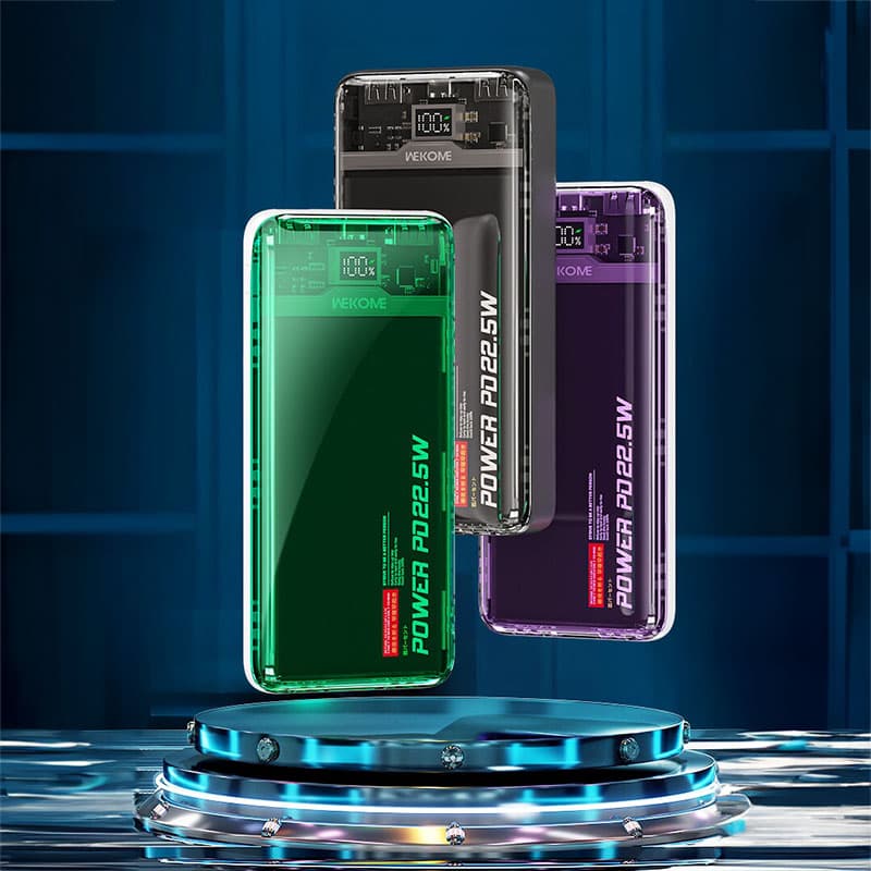 WEKOME WP-353 Vanguard Series - Power bank 10000 mAh PD 20W + QC 22.5W (Green / Transparent) 6