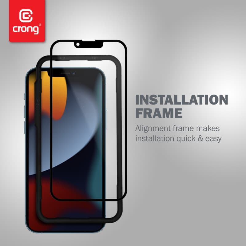 Crong Anti-Bacterial 3D Armor Glass – 9H tempered glass for the entire iPhone 13 mini screen + installation frame 6