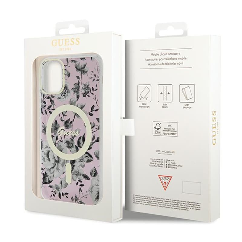Guess Flower MagSafe - Case for iPhone 11 (Pink) 8